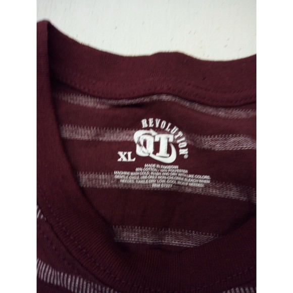 OT Revolution Men’s Tee-Shirt Pullover Striped Gray & Maroon Size XL Short Sleev - Picture 4 of 4